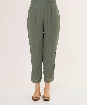 Olive green georgette  embriodered kurta set 3