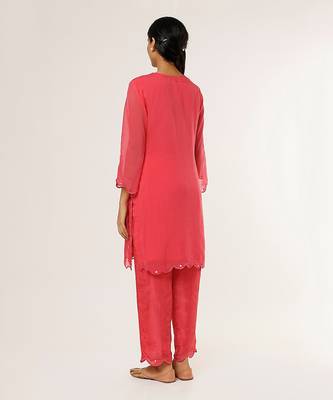 Fuchisa organza n silk embriodered kurta set 2