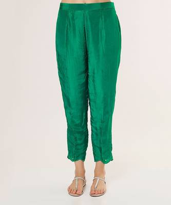 Emerald green organza n silk embriodered kurta set 3