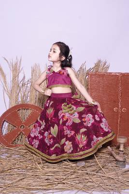 Wine Printed Lengha Choli 1