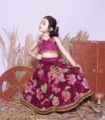 Wine Printed Lengha Choli