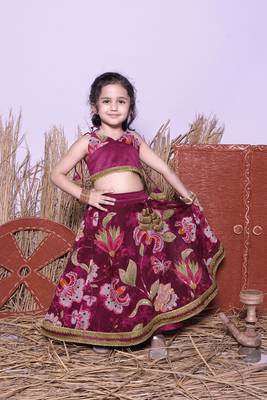 Wine Printed Lengha Choli 2