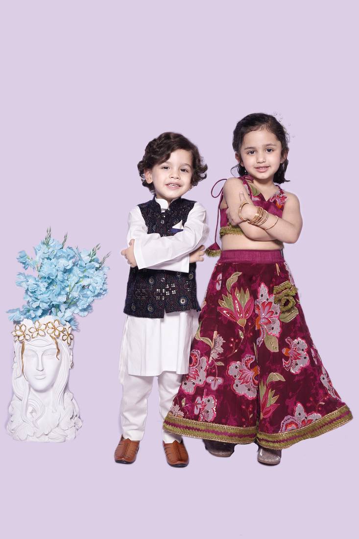 Wine Printed Lengha Choli