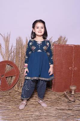 Petrol Blue Kurti with Pant 1