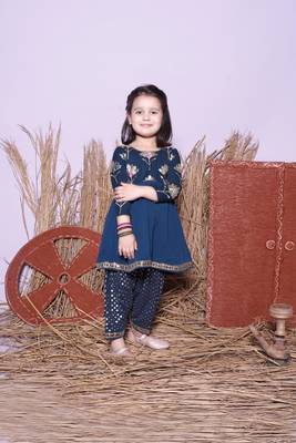 Petrol Blue Kurti with Pant 3