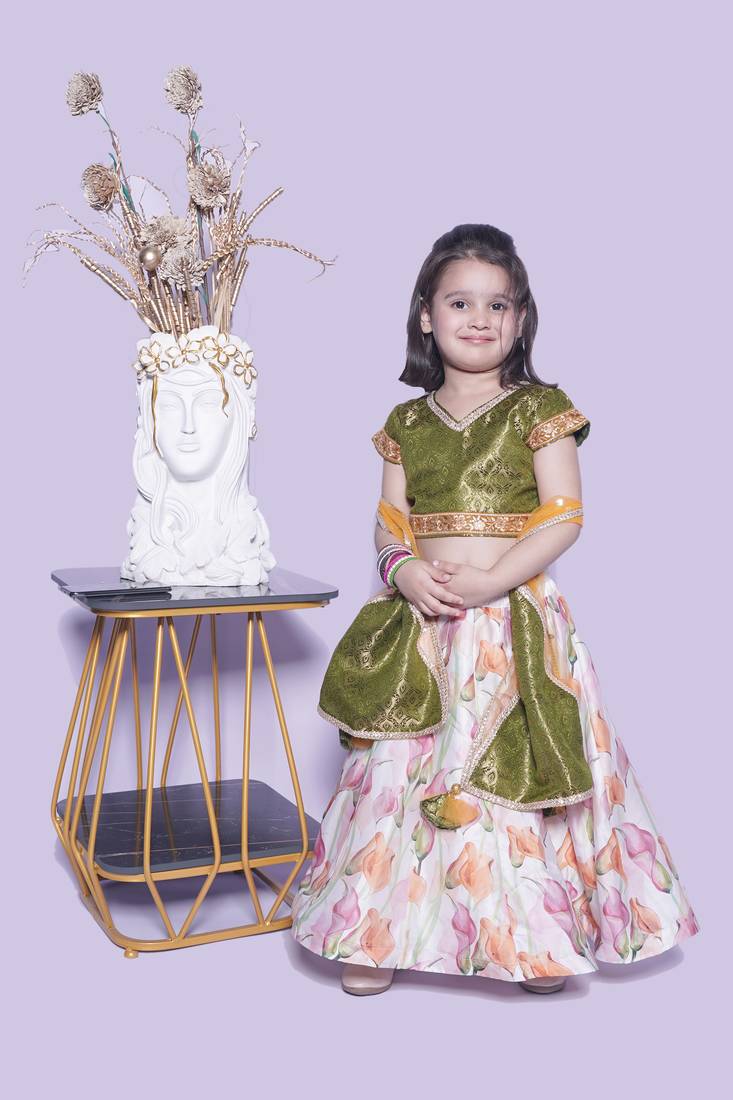 Printed Lengha Green Choli