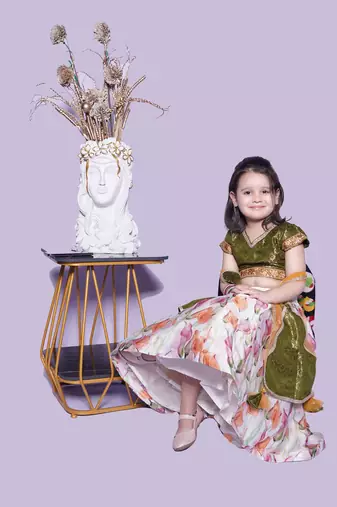Printed Lengha Green Choli