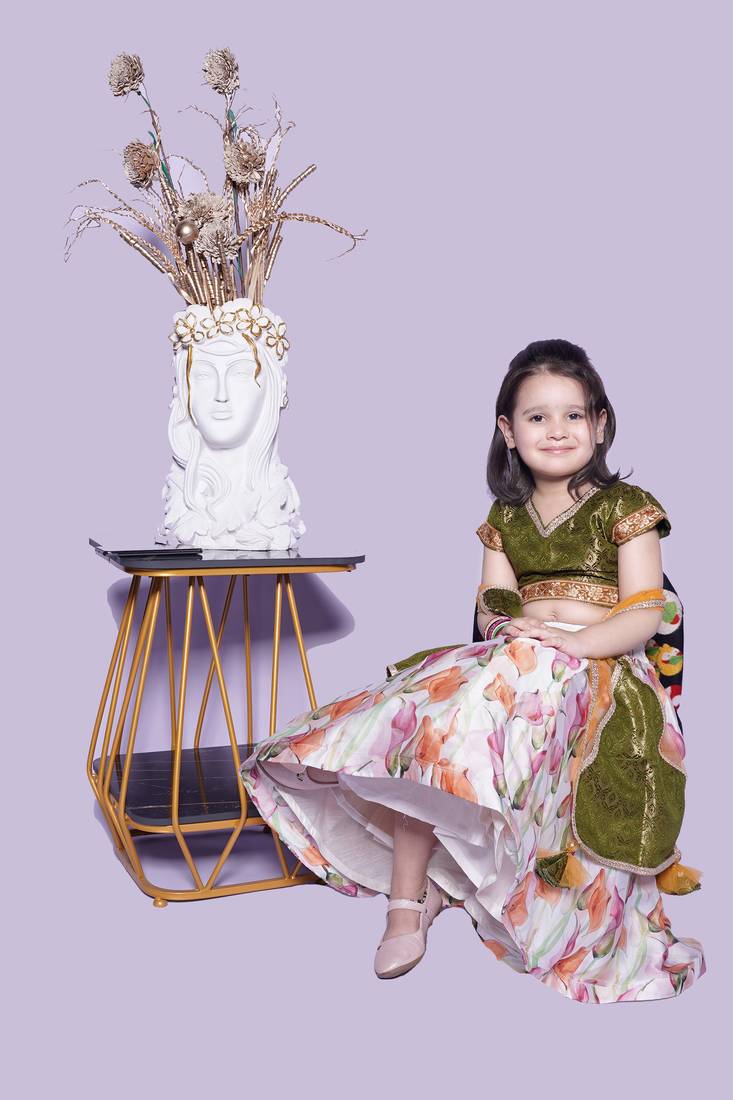 Printed Lengha Green Choli