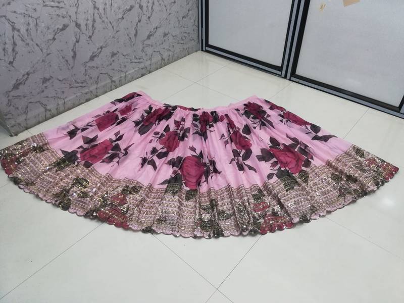 Dusty Rose Organza Floral Lehenga Choli Set