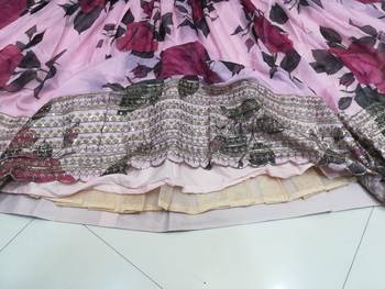 Dusty Rose Organza Floral Lehenga Choli Set 7