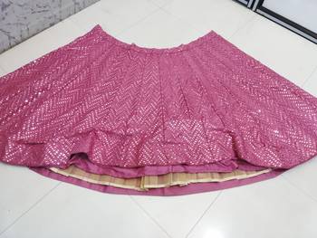 Mesmerizing Metallic Pink Colored 9Mm Sequins With Thread Embroidered Faux Georgette Fabric Lehenga Choli For Wedding 5