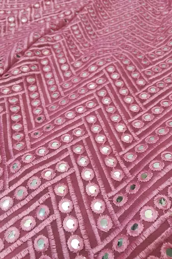 Mesmerizing Metallic Pink Colored 9Mm Sequins With Thread Embroidered Faux Georgette Fabric Lehenga Choli For Wedding
