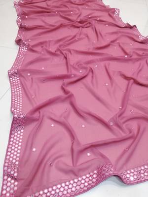 Mesmerizing Metallic Pink Colored 9Mm Sequins With Thread Embroidered Faux Georgette Fabric Lehenga Choli For Wedding 8