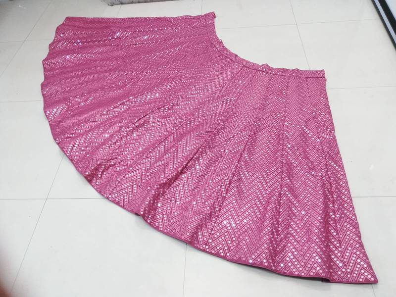 Mesmerizing Metallic Pink Colored 9Mm Sequins With Thread Embroidered Faux Georgette Fabric Lehenga Choli For Wedding