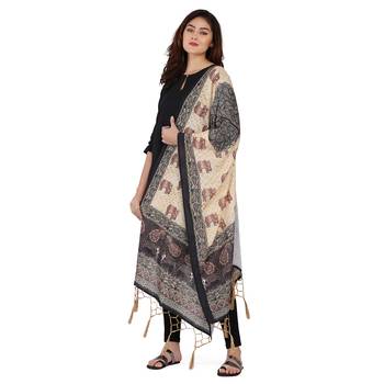 Beige Colour Muslin Cotton Dupatta For Stylish Girlie Casual Fashion Looks 3