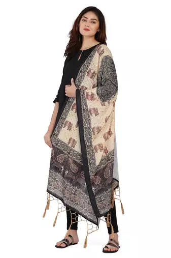 Beige Colour Muslin Cotton Dupatta For Stylish Girlie Casual Fashion Looks