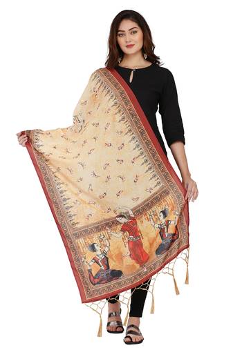Beige Colour Muslin Cotton Dupatta For Stylish Girlie Casual Fashion Looks