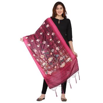 Dark Pink Colour Muslin Cotton Dupatta For Stylish Girlie Casual Fashion Looks 1