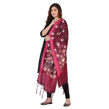 Dark Pink Colour Muslin Cotton Dupatta For Stylish Girlie Casual Fashion Looks 3