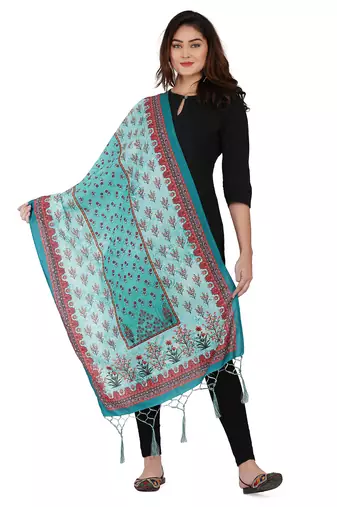 Light Blue Colour Muslin Cotton Dupatta For Stylish Girlie Casual Fashion Looks