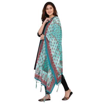 Light Blue Colour Muslin Cotton Dupatta For Stylish Girlie Casual Fashion Looks 3