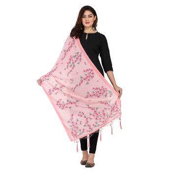 Pink Colour Muslin Cotton Dupatta For Stylish Girlie Casual Fashion Looks 1