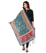 Teal Colour Muslin Cotton Dupatta For Stylish Girlie Casual Fashion Looks