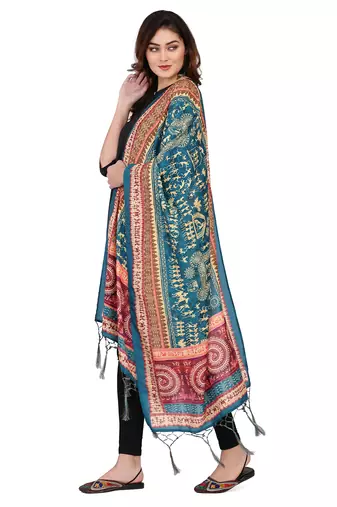Teal Colour Muslin Cotton Dupatta For Stylish Girlie Casual Fashion Looks