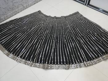 Black Zari Embroidered with Paper Mirror work Organza indian lehenga choli dress 6