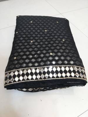 Black Zari Embroidered with Paper Mirror work Organza indian lehenga choli dress 7