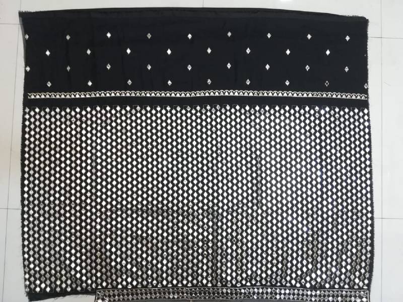 Black Zari Embroidered with Paper Mirror work Organza indian lehenga choli dress