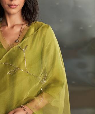 Berry green chanderi kurta set 3