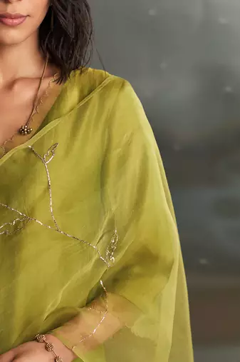 Berry green chanderi kurta set