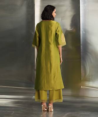 Berry green chanderi kurta set 5