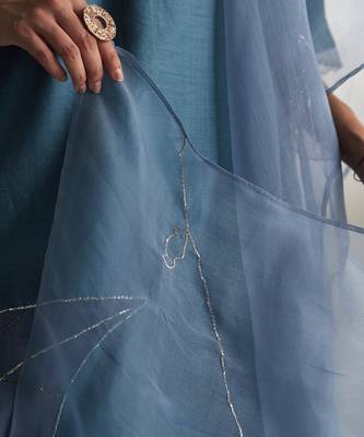Steel blue chanderi kurta set 4