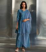 Steel blue chanderi kurta sharara set