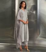 Grey steel chanderi kurta set