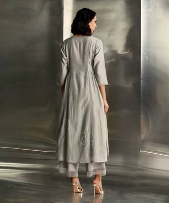 Grey steel chanderi kurta set 5