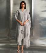 Grey steel chanderi kurta set