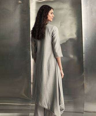 Grey steel chanderi kurta set 5