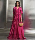 Pop pink chanderi kurta set