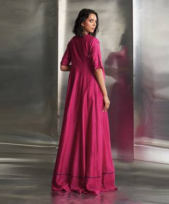 Pop pink chanderi kurta set 5