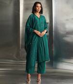 Emerald green chanderi kurta set