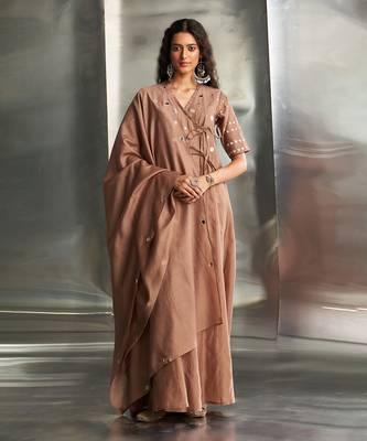 Ginger chanderi anarkali set 1