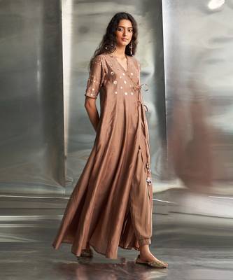 Ginger chanderi anarkali set 3