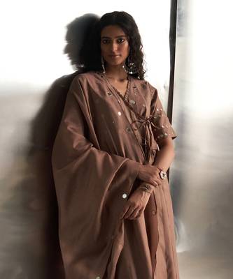 Ginger chanderi anarkali set 4