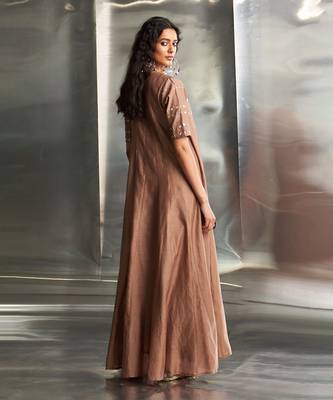 Ginger chanderi anarkali set 5