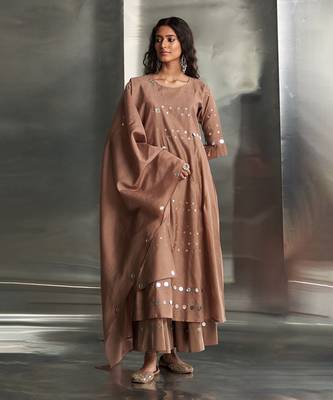 Ginger chanderi kurta set 1