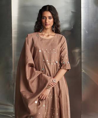 Ginger chanderi kurta set 4