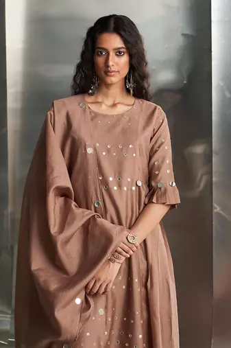 Ginger chanderi kurta set